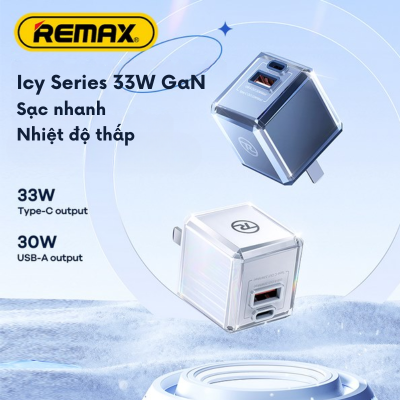 Củ Sạc Nhanh Remax RP-U93 GaN 33W - USB + Type-C, Nhỏ Gọn, Mạnh Mẽ Cho Mọi Thiết Bị Remax RP-U93
