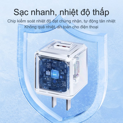 Củ Sạc Nhanh Remax RP-U93 GaN 33W - USB + Type-C, Nhỏ Gọn, Mạnh Mẽ Cho Mọi Thiết Bị Remax RP-U93