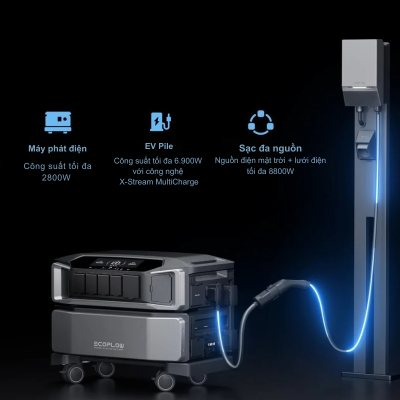 EcoFlow Delta Pro Ultra Inverter (6144Wh, 6900W) – Trạm điện di động dự phòng toàn diện cho gia đình - Đạt được sự độc lập năng lượng tối đa với <strong>Trạm điện di động EcoFlow Delta Pro Ultra Inverter</strong> mạnh mẽ. Với dung lượng 6144Wh và công suất đầu ra lên đến 6900W, thiết bị này là giải pháp dự phòng toàn diện cho cả ngôi nhà, xe RV, hoặc các nhu cầu năng lượng công suất lớn. <strong>EcoFlow Delta Pro Ultra Inverter</strong> tích hợp công nghệ pin LiFePO4 bền bỉ, khả năng sạc siêu nhanh và hệ thống quản lý năng lượng thông minh. Đây là trung tâm năng lượng cốt lõi, đảm bảo bạn luôn có nguồn điện đáng tin cậy, an toàn và hiệu quả, bất kể tình huống nào.