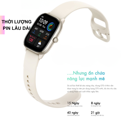 Đồng hồ thông minh Amazfit GTS 4 Mini - Thanh lịch tối giản, hiệu suất tối đa, đồng hành cùng bạn mỗi ngày Amazfit GTS 4 Mini