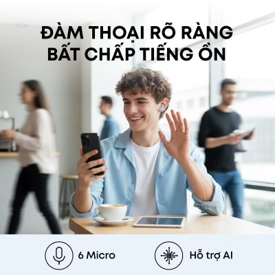 Tai nghe Bluetooth Anker Soundcore R60i NC – Chống Ồn Chủ Động 52dB, Âm Thanh Hi-Res LDAC, Pin 50 Giờ, Case Kiêm Giá Đỡ R60i NC