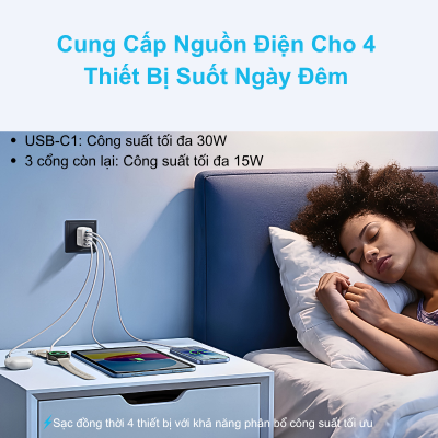Củ Sạc Anker A121E - Công Suất 50W, 4 Cổng (2 USB-C & 2 USB-A) - Hàng Chính Hãng - <strong>Củ sạc Anker A121E</strong> là giải pháp năng lượng tất-cả-trong-một hoàn hảo cho người dùng sở hữu nhiều thiết bị công nghệ. Với tổng công suất lên đến 50W cùng thiết kế thông minh sở hữu 4 cổng đầu ra (2 cổng USB-C và 2 cổng USB-A), <strong>Anker A121E</strong> cho phép bạn sạc đồng thời điện thoại, máy tính bảng và các phụ kiện khác một cách nhanh chóng và an toàn. Sản phẩm kế thừa công nghệ sạc tiên tiến từ thương hiệu Anker, đảm bảo hiệu suất truyền tải điện ổn định và bảo vệ thiết bị tối đa khỏi các sự cố về điện. Với kích thước nhỏ gọn và độ bền cao, <strong>Anker A121E</strong> là người bạn đồng hành không thể thiếu trong mỗi chuyến đi hay tại bàn làm việc của bạn. Hãy trang bị ngay <strong>Anker A121E</strong> để trải nghiệm sự tiện lợi và tốc độ sạc vượt trội ngay hôm nay!