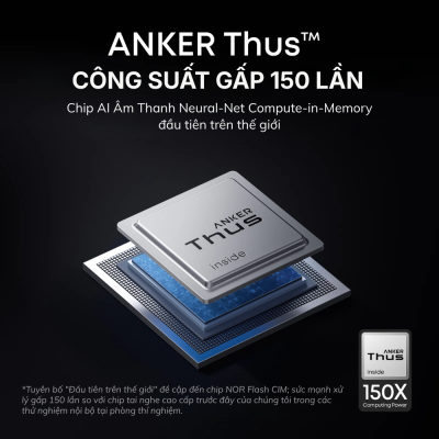 Tai Nghe Bluetooth Soundcore Liberty 5 Pro Max - D1204 Chống Ồn Chủ Động, Âm Thanh Hi-Res, Dịch Thuật AI Thông Minh - <strong>Soundcore Liberty 5 Pro Max</strong> là mẫu tai nghe True Wireless đột phá nhất hiện nay, được thiết kế không chỉ để nghe nhạc mà còn là một trợ lý ngôn ngữ đắc lực. Điểm nhấn nổi bật nhất của <strong>Soundcore Liberty 5 Pro Max</strong> chính là khả năng phiên dịch thuật AI thời gian thực, hỗ trợ lên đến hơn 40 ngôn ngữ khác nhau, giúp bạn tự tin giao tiếp toàn cầu. Sản phẩm sở hữu chất lượng âm thanh Hi-Res đỉnh cao với màng loa Wool-Paper 9.2mm và công nghệ Dolby Atmos sống động. Hệ thống chống ồn chủ động Adaptive ANC 4.0 trên <strong>Soundcore Liberty 5 Pro Max</strong> giúp loại bỏ tạp âm thông minh, mang lại không gian tĩnh lặng tuyệt đối. Với thiết kế hộp sạc màn hình AMOLED cảm ứng, thời lượng pin lên đến 50 giờ và chuẩn kháng nước IP55, <strong>Soundcore Liberty 5 Pro Max</strong> chính là sự lựa chọn hoàn hảo cho những tín đồ công nghệ và người thường xuyên di chuyển.