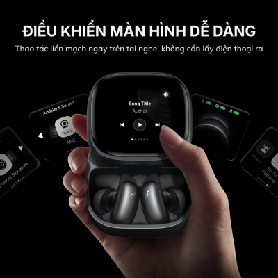 Tai Nghe Bluetooth Soundcore Liberty 5 Pro Max - D1204 Chống Ồn Chủ Động, Âm Thanh Hi-Res, Dịch Thuật AI Thông Minh - <strong>Soundcore Liberty 5 Pro Max</strong> là mẫu tai nghe True Wireless đột phá nhất hiện nay, được thiết kế không chỉ để nghe nhạc mà còn là một trợ lý ngôn ngữ đắc lực. Điểm nhấn nổi bật nhất của <strong>Soundcore Liberty 5 Pro Max</strong> chính là khả năng phiên dịch thuật AI thời gian thực, hỗ trợ lên đến hơn 40 ngôn ngữ khác nhau, giúp bạn tự tin giao tiếp toàn cầu. Sản phẩm sở hữu chất lượng âm thanh Hi-Res đỉnh cao với màng loa Wool-Paper 9.2mm và công nghệ Dolby Atmos sống động. Hệ thống chống ồn chủ động Adaptive ANC 4.0 trên <strong>Soundcore Liberty 5 Pro Max</strong> giúp loại bỏ tạp âm thông minh, mang lại không gian tĩnh lặng tuyệt đối. Với thiết kế hộp sạc màn hình AMOLED cảm ứng, thời lượng pin lên đến 50 giờ và chuẩn kháng nước IP55, <strong>Soundcore Liberty 5 Pro Max</strong> chính là sự lựa chọn hoàn hảo cho những tín đồ công nghệ và người thường xuyên di chuyển.