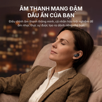 Tai Nghe Bluetooth Soundcore Liberty 5 Pro Max - D1204 Chống Ồn Chủ Động, Âm Thanh Hi-Res, Dịch Thuật AI Thông Minh - <strong>Soundcore Liberty 5 Pro Max</strong> là mẫu tai nghe True Wireless đột phá nhất hiện nay, được thiết kế không chỉ để nghe nhạc mà còn là một trợ lý ngôn ngữ đắc lực. Điểm nhấn nổi bật nhất của <strong>Soundcore Liberty 5 Pro Max</strong> chính là khả năng phiên dịch thuật AI thời gian thực, hỗ trợ lên đến hơn 40 ngôn ngữ khác nhau, giúp bạn tự tin giao tiếp toàn cầu. Sản phẩm sở hữu chất lượng âm thanh Hi-Res đỉnh cao với màng loa Wool-Paper 9.2mm và công nghệ Dolby Atmos sống động. Hệ thống chống ồn chủ động Adaptive ANC 4.0 trên <strong>Soundcore Liberty 5 Pro Max</strong> giúp loại bỏ tạp âm thông minh, mang lại không gian tĩnh lặng tuyệt đối. Với thiết kế hộp sạc màn hình AMOLED cảm ứng, thời lượng pin lên đến 50 giờ và chuẩn kháng nước IP55, <strong>Soundcore Liberty 5 Pro Max</strong> chính là sự lựa chọn hoàn hảo cho những tín đồ công nghệ và người thường xuyên di chuyển.