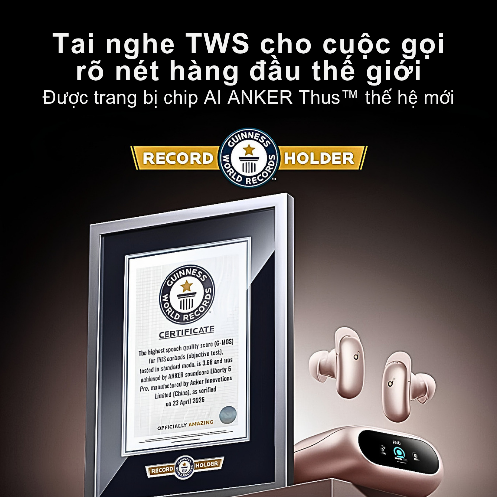 Tai Nghe Bluetooth Soundcore Liberty 5 Pro - D1203 Âm Thanh Hi-Res, Chống Ồn Chủ Động ANC, Cảm Biến Nhịp Tim - Chính Hãng Tai Nghe Bluetooth Soundcore Liberty 5 Pro - D1203 Âm Thanh Hi-Res, Chống Ồn Chủ Động ANC, Cảm Biến Nhịp Tim - Chính Hãng - Hình ảnh 3