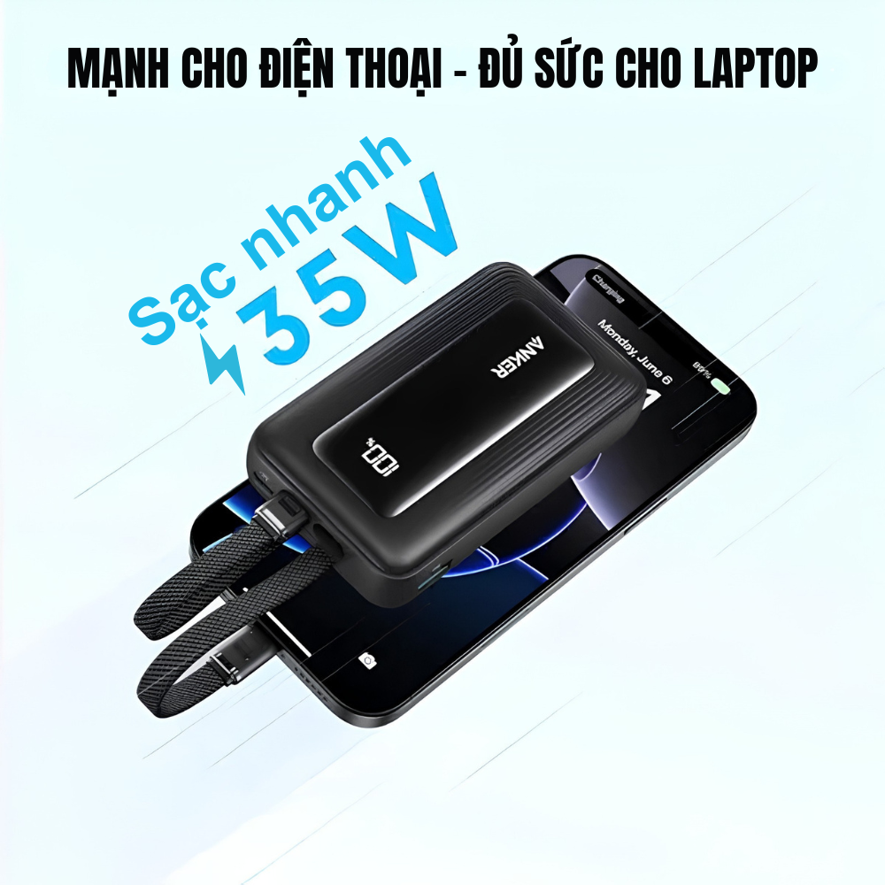 Pin Dự Phòng Anker Zolo 10000mAh 35W - A110L (Tích Hợp Sẵn 2 Cáp USB-C) - Sạc Cùng Lúc 4 Thiết Bị - Hàng Chính Hãng Pin Dự Phòng Anker Zolo 10000mAh 35W - A110L (Tích Hợp Sẵn 2 Cáp USB-C) - Sạc Cùng Lúc 4 Thiết Bị - Hàng Chính Hãng - Ảnh 2