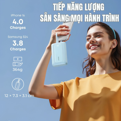 Pin Dự Phòng Anker Zolo 20000mAh 45W - A110M (Tích Hợp Sẵn 2 Cáp USB-C) - Hàng Chính Hãng - <h2>Pin dự phòng Anker Zolo 20000mAh 45W - <strong>A110M</strong> là trạm sạc di động mạnh mẽ tích hợp sẵn 2 cáp USB-C tiện lợi. Với công suất 45W, <strong>A110M</strong> sạc nhanh hiệu quả cho iPhone, iPad và cả MacBook Air. Dung lượng 20.000mAh cùng cổng USB-A bổ sung cho phép bạn sạc cùng lúc 3 thiết bị trong mọi chuyến đi. Đặc biệt, model <strong>A110M</strong> hỗ trợ đầu vào 30W giúp tái nạp đầy pin chỉ trong 2.5 giờ.</h2>
