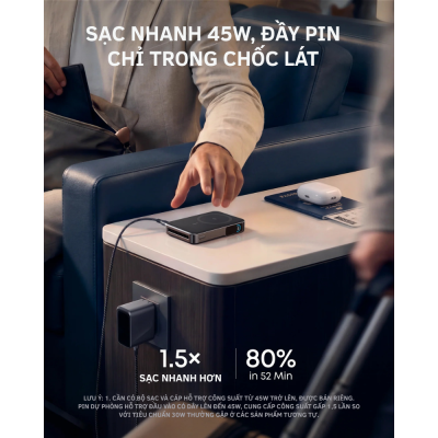 Sạc Dự Phòng Không Dây Anker MagGo 2 Pro A110R - 10000mAh - Qi2.2 - 25W -USB-C PD 45W - Quạt SnapCool - <strong>Anker MagGo Power Bank 2 Pro A110R</strong> là pin sạc dự phòng Polymer 10.000mAh cao cấp, nổi bật với sạc không dây Magnetic chuẩn Qi2.2 công suất lên đến 25W và sạc có dây USB-C Power Delivery tối đa 45W. <strong>A110R</strong> được trang bị hệ thống làm mát chủ động bằng quạt kết hợp công nghệ SnapCool và tản nhiệt Graphene 3 lớp, giúp kiểm soát nhiệt độ trong quá trình sạc. Sản phẩm còn có màn hình màu thông minh hiển thị dung lượng pin, công suất đầu ra và chế độ quạt. Với thiết kế nhỏ gọn 220g, <strong>A110R</strong> là lựa chọn tiện lợi cho người dùng smartphone, máy tính bảng và các thiết bị USB-C khi đi làm, du lịch hoặc công tác.