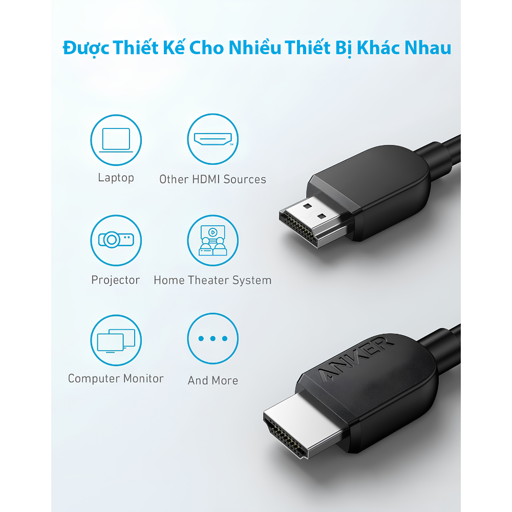 Cáp Chuyển Đổi HDMI To HDMI AnKer 1.8m -A8742 - Hỗ Trợ 8K@60Hz, 4K@120Hz, Băng Thông 48Gbps Cáp Chuyển Đổi HDMI To HDMI AnKer 1.8m -A8742 - Hỗ Trợ 8K@60Hz, 4K@120Hz, Băng Thông 48Gbps - Ảnh 2